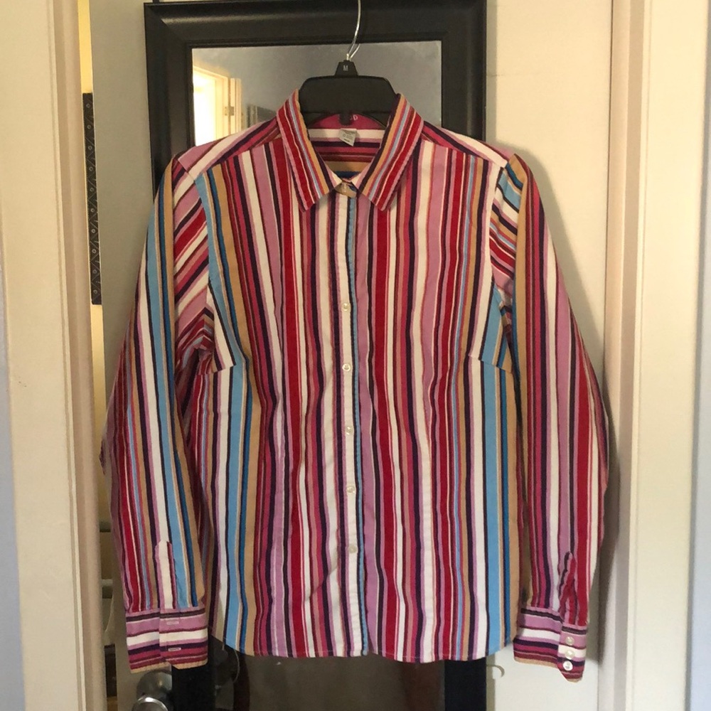 Long sleeved, Striped, corduroy shirt by Izod. Size medium